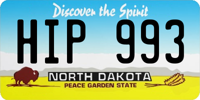 ND license plate HIP993