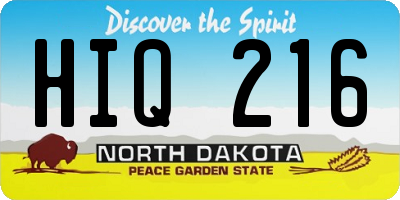 ND license plate HIQ216