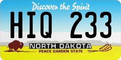 ND license plate HIQ233