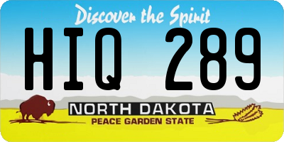 ND license plate HIQ289