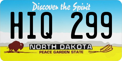 ND license plate HIQ299