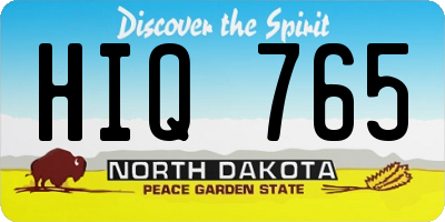 ND license plate HIQ765