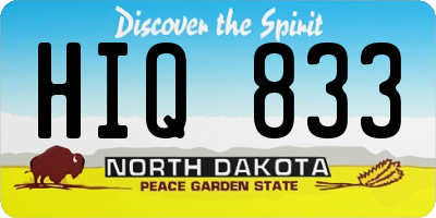 ND license plate HIQ833