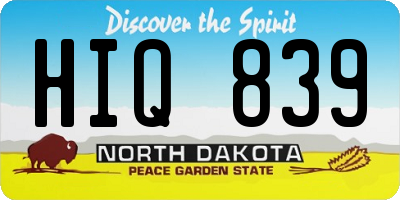 ND license plate HIQ839