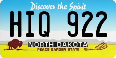 ND license plate HIQ922