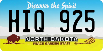 ND license plate HIQ925