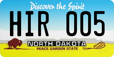 ND license plate HIR005