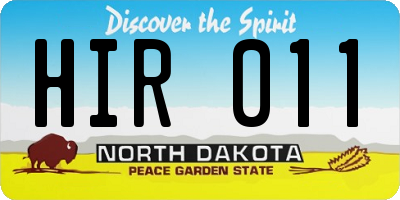 ND license plate HIR011