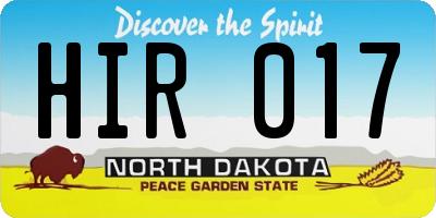 ND license plate HIR017