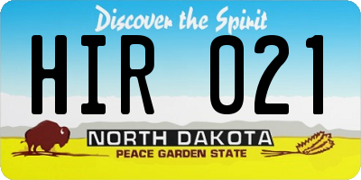 ND license plate HIR021