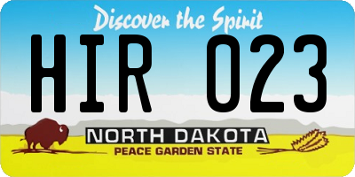 ND license plate HIR023