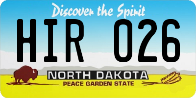 ND license plate HIR026
