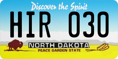 ND license plate HIR030