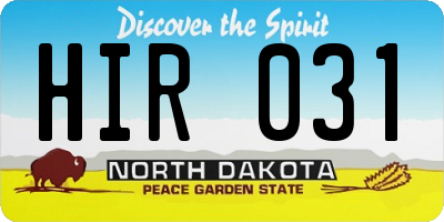 ND license plate HIR031