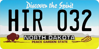ND license plate HIR032