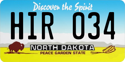 ND license plate HIR034