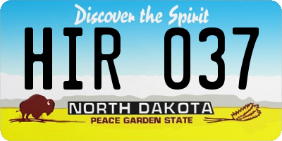 ND license plate HIR037