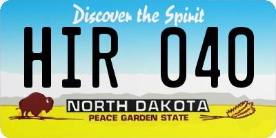 ND license plate HIR040