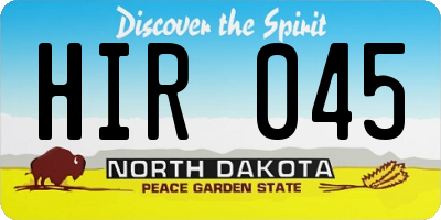 ND license plate HIR045