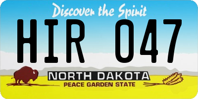 ND license plate HIR047