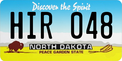 ND license plate HIR048