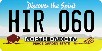 ND license plate HIR060