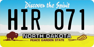 ND license plate HIR071