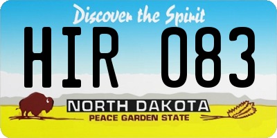 ND license plate HIR083