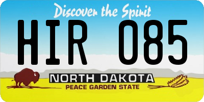 ND license plate HIR085