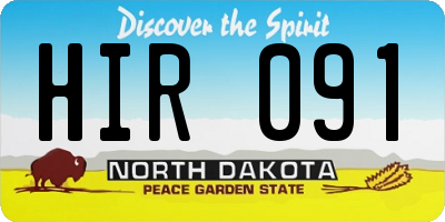 ND license plate HIR091