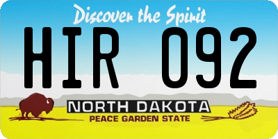 ND license plate HIR092