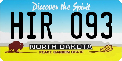 ND license plate HIR093
