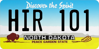 ND license plate HIR101