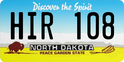 ND license plate HIR108
