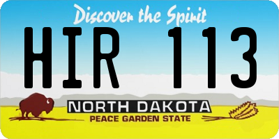 ND license plate HIR113