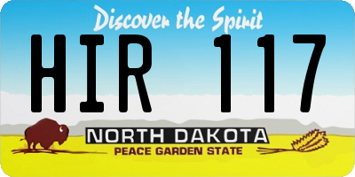 ND license plate HIR117
