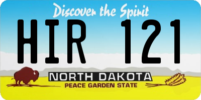 ND license plate HIR121