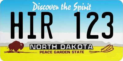 ND license plate HIR123
