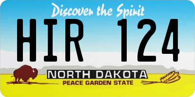 ND license plate HIR124