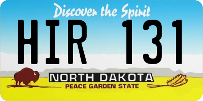 ND license plate HIR131