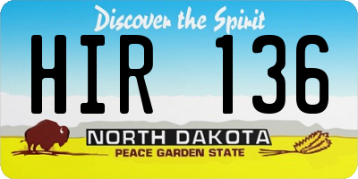 ND license plate HIR136