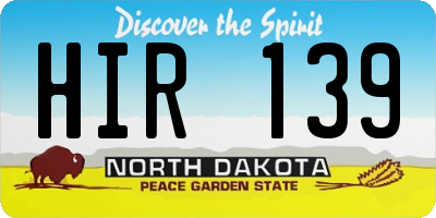 ND license plate HIR139