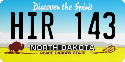 ND license plate HIR143