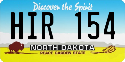ND license plate HIR154