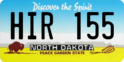 ND license plate HIR155