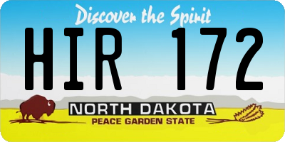 ND license plate HIR172
