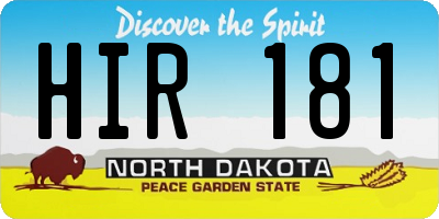 ND license plate HIR181