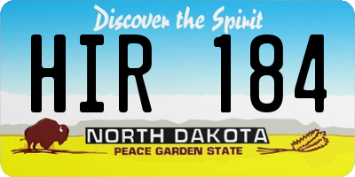 ND license plate HIR184