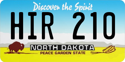 ND license plate HIR210