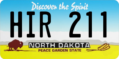 ND license plate HIR211